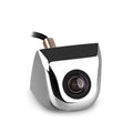 Chrome-finished waterproof car camera with black lens and threaded connector for night vision reversing monitor supports