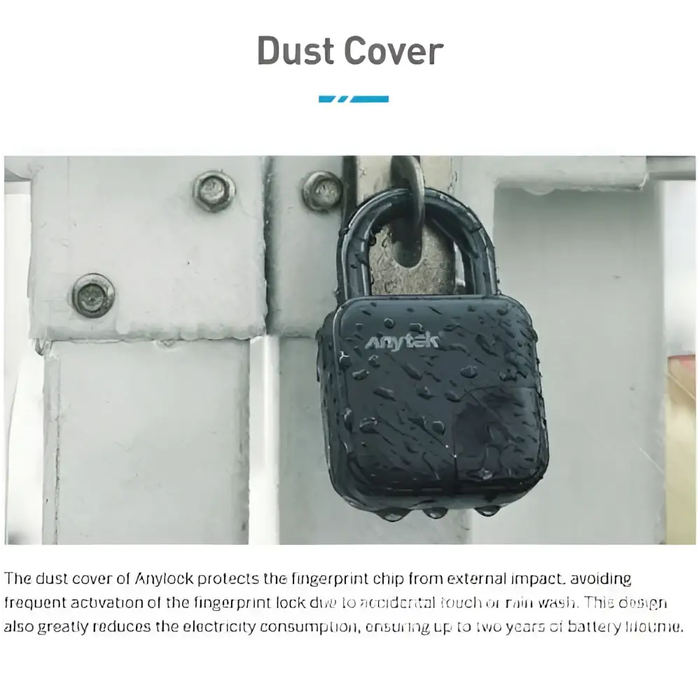 Black textured dust cover for anylock fingerprint padlock smart lock waterproof with sleek rectangular design