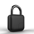 Black waterproof l3 fingerprint padlock smart lock with sleek rectangular design and shiny metallic shackle