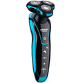 Black and blue zozen waterproof rechargeable 4d floating shaver electric razor with three rotary heads and usb charging
