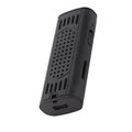 Black compact usb-powered voice recorder with perforated grille and on/off button for waterproof reverse hitch camera use