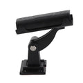 Black plastic fishing rod holder with textured grip and adjustable arm for waterproof reverse hitch wide angle camera use