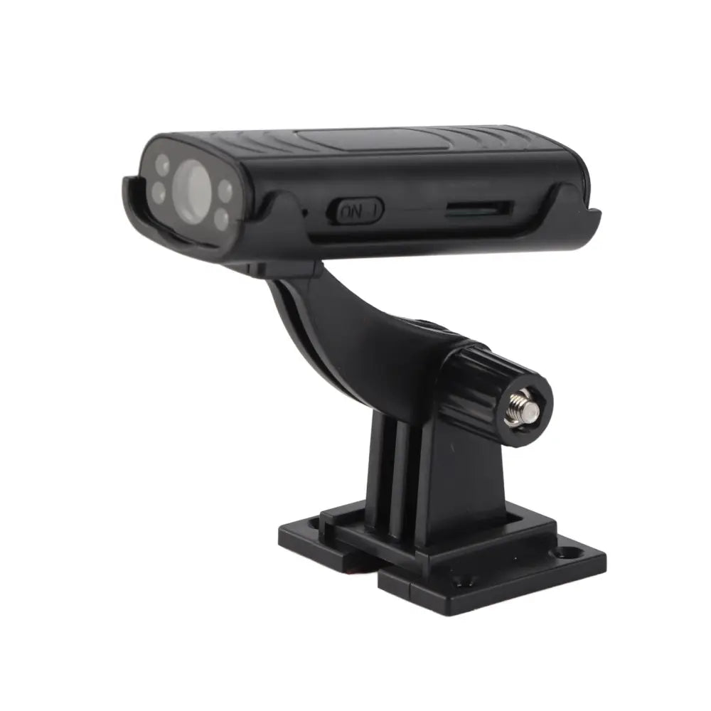 Black plastic waterproof reverse hitch wide angle camera with mounting bracket and on button for hitch guide use