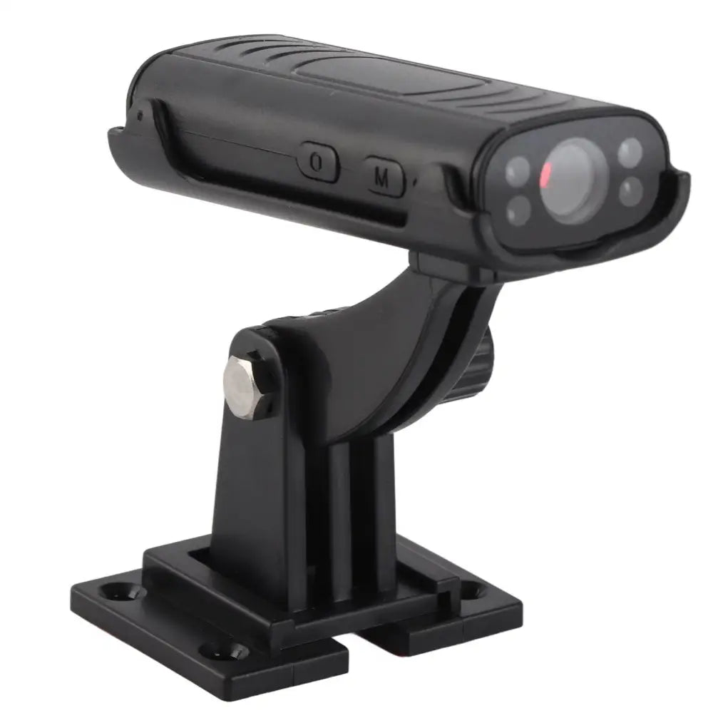 Black plastic waterproof reverse hitch wide angle camera with matte finish and textured grip on adjustable bracket
