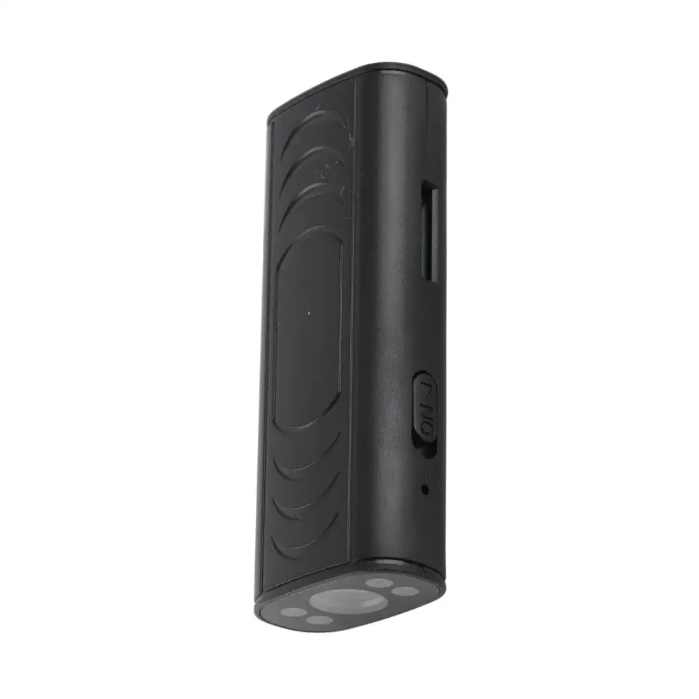 Black waterproof reverse hitch guide wide angle camera with textured grip and paw-print design on the back side