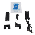 Black cylindrical iwfcam waterproof reverse hitch guide wide angle camera with textured grip and circular front lens