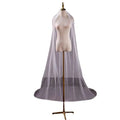 White tulle wedding bride double-layer trimming veil with comb delicately draping over mannequin front view