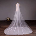Wedding bride double-layer trimming veil in white tulle wedding fabric with comb and long flowing sheer train