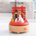 Wedding rocking horse wooden rotating music box with red top featuring a couple figurine and double happiness symbol table decoration