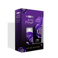 Purple wemara dark midnight set body cream and mist in a sleek floral-themed box for luxurious skincare gift