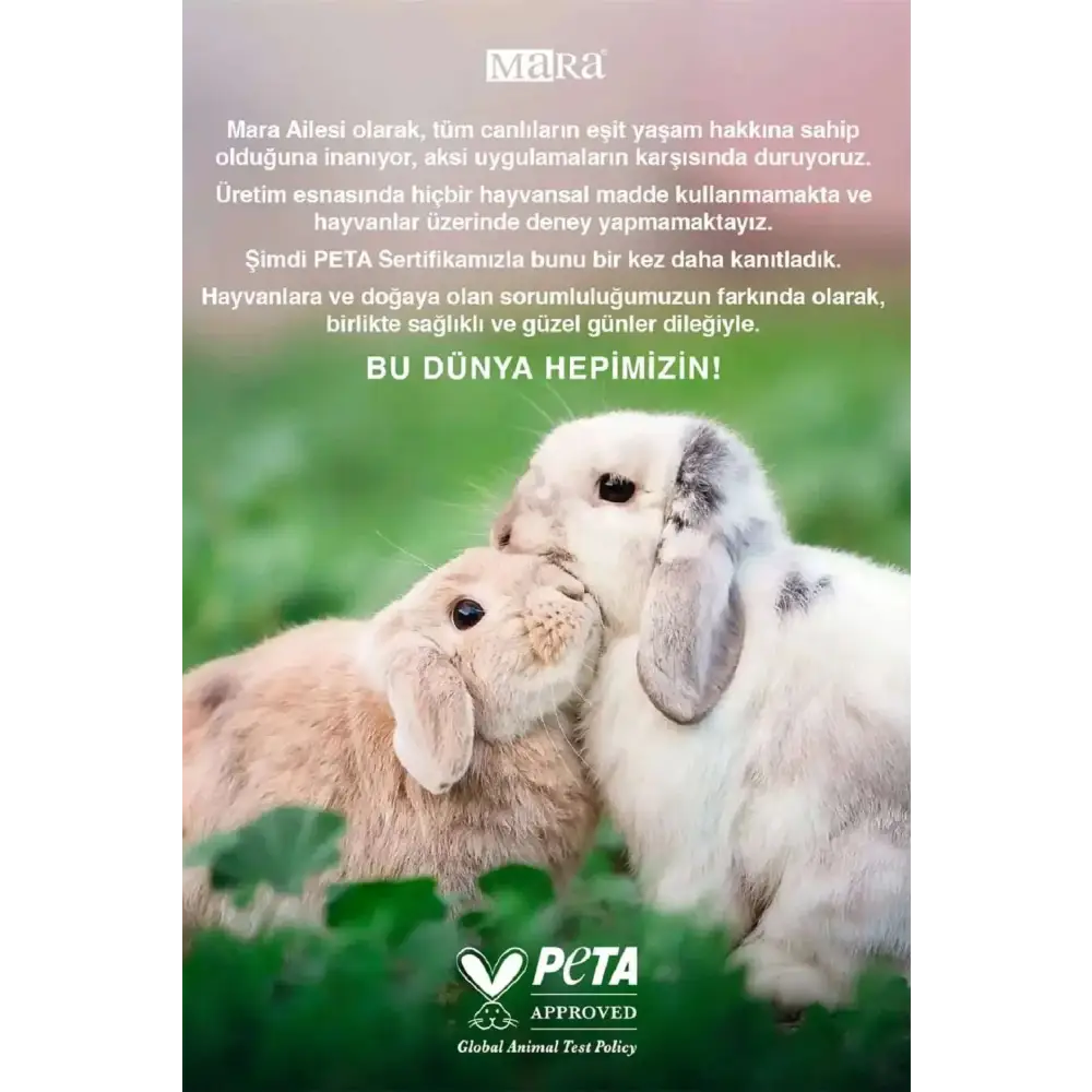 Two fluffy rabbits nuzzling in a green field paired with wemara dark midnight set body mist and cream