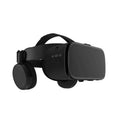 Black vr headset with integrated headphones and adjustable head strap for white bluetooth wireless headset vr glasses with remote control functionality