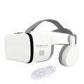 White bluetooth wireless headset vr glasses with gray headband plastic design and remote control functionality