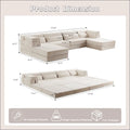 Beige boneless modular sectional floor sofa with soft plush fabric and clean modern lines for comfortable seating