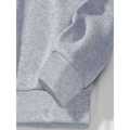 Gray heathered sweatshirt sleeve with ribbed cuffs on white butterfly lips graphic crew neck sweatshirt