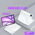 Transparent white rotating ipad keyboard with 360 degree screen rotation stand and integrated pen slot