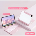 Pink dawn powder transparent rotating keyboard case with pen slot and 360-degree screen rotation for iPad