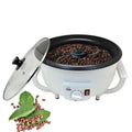 White cukyi brand electric coffee roasting machine with glass lid and black interior for precise coffee roasting