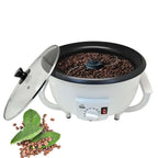 White cukyi brand electric coffee roasting machine with glass lid and black interior for precise coffee roasting