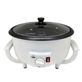White cukyi brand electric coffee roasting machine with black glass lid and side handles for precise coffee roasting