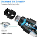 White electric dog nail trimmer with three buttons and black diamond bit grinder for precision grinding with rechargeable battery
