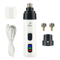 White smehnser electric dog nail trimmer with black accents precision grinding and rechargeable battery with three buttons