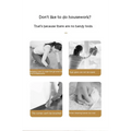 Four black-and-white photos show common cleaning tasks using a white electric scrubber cleaning brush with ergonomic handle