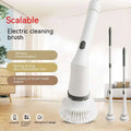 White electric scrubber cleaning wall brush with ergonomic handle and soft bristles for effective scrubber cleaning