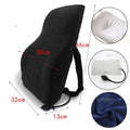 Black inflatable ergonomic lumbar support pillow with airbag adjustment and built-in pump for comfortable posture