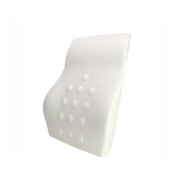 White ergonomic lumbar support airbag version cushion with contoured shape and raised bumps for pressure relief