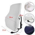 White ergonomic lumbar support airbag cushion with textured fabric cover and black adjustable straps for airbag adjustment
