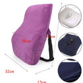 White ergonomic lumbar support airbag version cushion with purple memory foam and perforated fabric cover with black straps