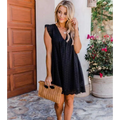 Black eyelet lace sleeveless dress featuring intricate detailing for elegant summer sleeveless dress occasions