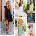 Black eyelet lace dress with v-neck and ruffled sleeves offers a stylish alternative to the white eyelet pocket summer sleeveless dress