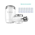 White calux faucet household kitchen front filter with chrome accents and six replacement cores for improved water quality