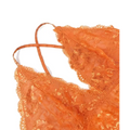 White floral halter plus size lace bodysuit with orange lace camisole featuring delicate floral patterns and thin straps