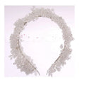 Delicate white floral crystal headband made of clear beads designed as headband styling accessories