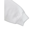 White ribbed knit cuff on a sleeve sweatshirt featuring white glitter lips and pocketed long sleeve design