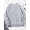 Gray heathered pocketed long sleeve sweatshirt featuring ribbed cuffs and hem with white glitter lips design