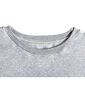 Gray heathered cotton crew neck sweatshirt collar with ribbed trim on white graphic leopard hat long sleeve sweatshirt