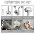 White handheld steaming pet hair spray brush with ergonomic handle and spray function for easy pet grooming