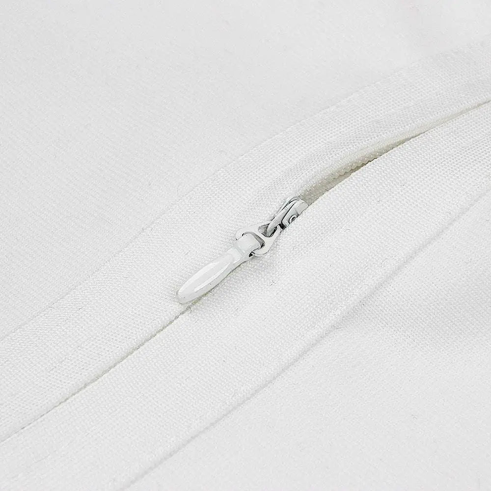 White high neck chest scheming hip short skirt with white fabric zipper and silver-toned metal pull tab