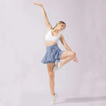 A light blue waist pleated skirt with ruffles and a drawstring waistband designed as safety pants summer wear