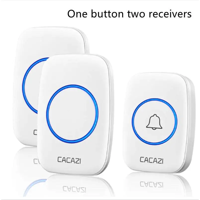 White intelligent exchange doorbell system with blue accents and bell icon wireless doorbell home pager intelligent exchange