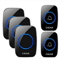 Black glossy cacazi doorbell push buttons with blue illuminated rings and white bell icons for intelligent exchange doorbell system