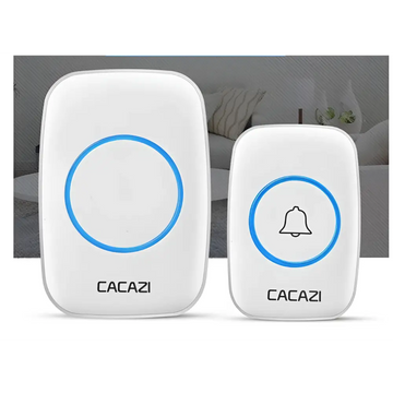 White intelligent exchange doorbell system with blue accents wireless doorbell home featuring minimalist design