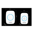 White intelligent exchange doorbell system wireless doorbell home with circular blue outline and bell icon on receiver unit