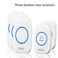 White intelligent exchange doorbell system with blue accents and bell icon for wireless doorbell home use