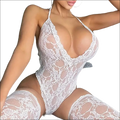 White lace bodysuit with intricate floral patterns and matching thigh-high stockings in 9e9e9e plus size display -ms-flexbox