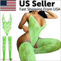Vibrant neon green lace bodysuit with matching thigh-high stockings 9e9e9e display -ms-flexbox style plus size